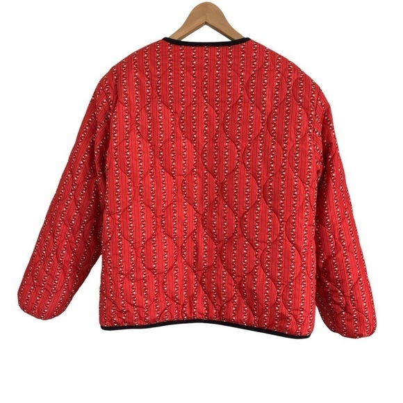 BRIXTON Reversible Faux Shearling Quilted Jacket in Mars Red Prairie Floral - Picture 7 of 16